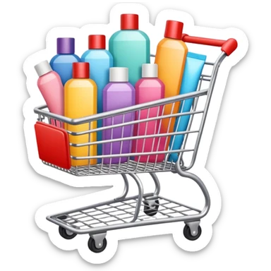 shopping cart full of beauty products sticker