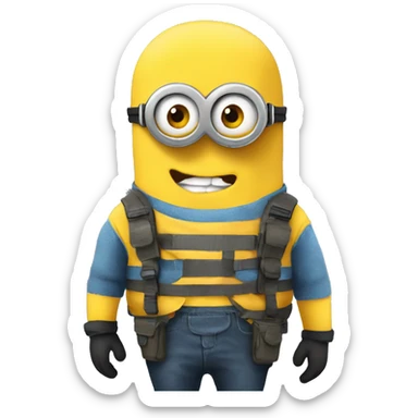 A minion in survival clothing sticker