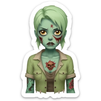 zombie woman with tattoos sticker