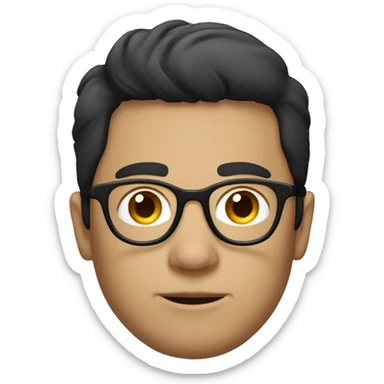 dark-haired man without a beard with circular glasses sticker