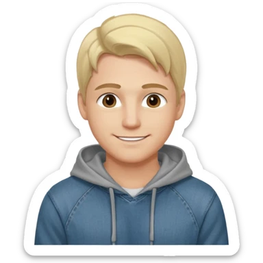 Kjekk mann (lys i huden) som har pynta seg. Har på seg Jeans og grå hette genser og håret skal være  midtskill og fargen på håret er blondt. Litt øyevipper men ikke mye og litt mørke brun. Skal se HOT Å SEXY UT smile mer!!! Ca 20 år gammel  sticker