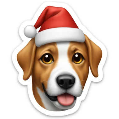 christmas hat on a dog sticker