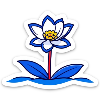 Flag of Friesland with blue and white diagonal stripes and red water lily leaves sticker