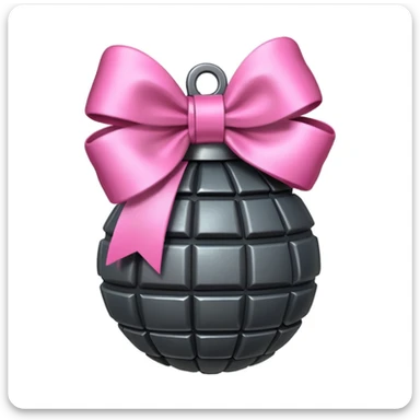 À grenade with a pinck bow sticker
