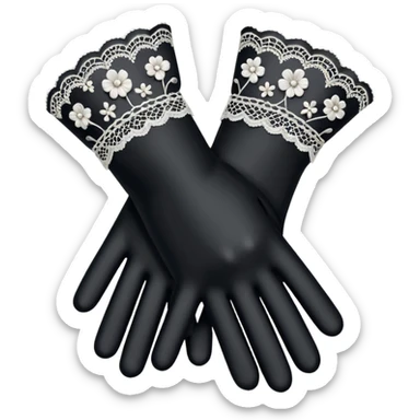 victorian age white gloves with lace sticker
