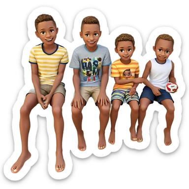 boys enjoying summer sunshine sticker