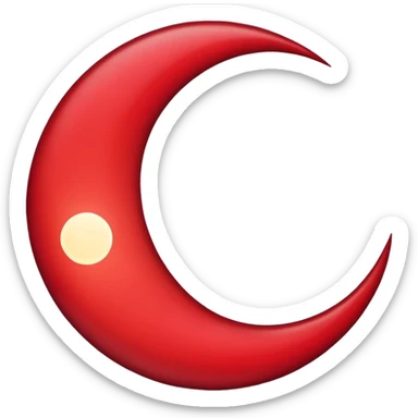 red crescent moon with glowmake it a darker red more burgundy  sticker