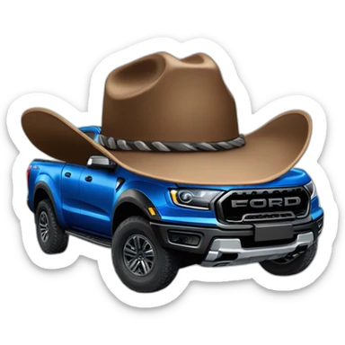 blue ford ranger raptor cowboy hat sticker