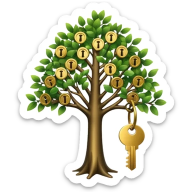 a small tree with keys on it. a key tree sticker