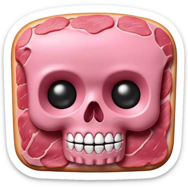 kawaii skull EMOJI made of SPAM MEAT sticker