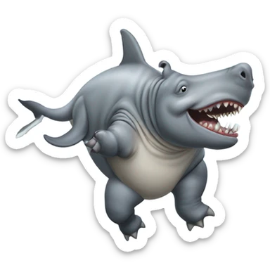 Rhino pooping on a shark in space sticker