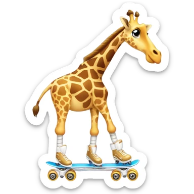 Giraffe on roller blades sticker