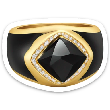 gold ring with black oval diamond sticker