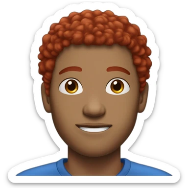 Man, red afro hair with lock of hair blue, eye brown, eyebronw piercing sticker