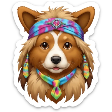 hippie dog sticker