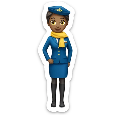 Flight attendant with blue uniform and yellow scarf  sticker