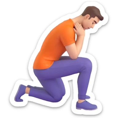 side view of a man kneeling and bowing deeply, gesture of apology sticker