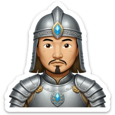 portrait of Genghis Khan in armor sticker