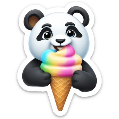 Panda eating ice cream sticker