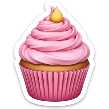 cupcake with pink icing, minimal, clean sticker