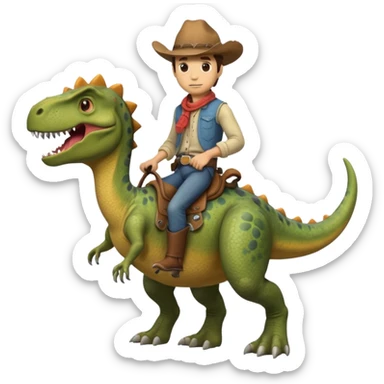 A ￼cowboy that is riding a dinosaur sticker