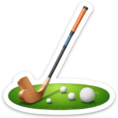 green grass, field hockey stick, field hockey ball sticker