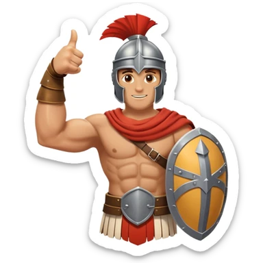 A Muscular Gladiator with a helmet the Arm only showing Thumbs up sticker