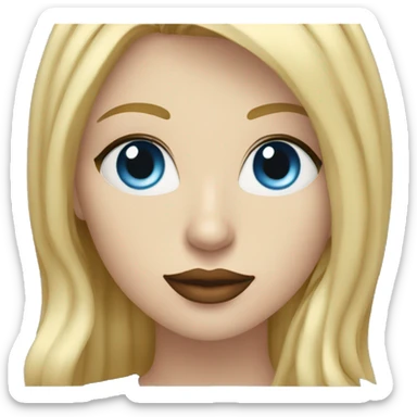 blonde pale white woman with blue with eyes working on laptop with #E397A0 color lips sticker