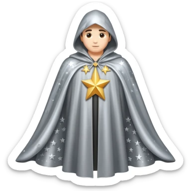a fantasy  magic, silver color with star pattern cloak sticker