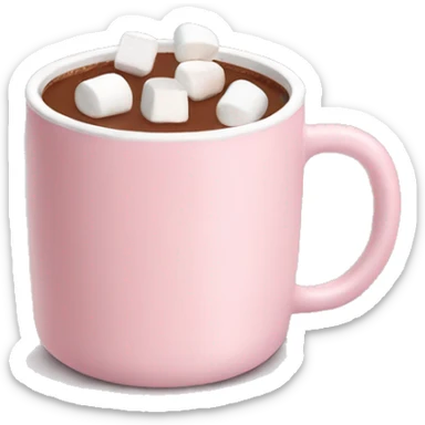 Light Pink mug of hot chocolate with marshmallows  sticker