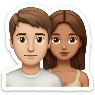 White man brown hair and tan girl brown hair couple  sticker