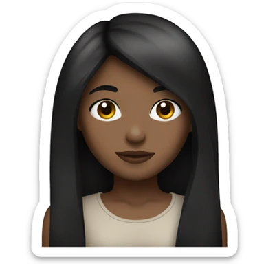 Create a girl with black and straight hair, with brown eyes  sticker