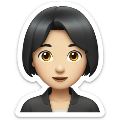 black-short-bob-hair-japanese-girl-face sticker