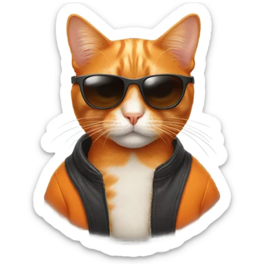 Orange cat with sunglasses sticker