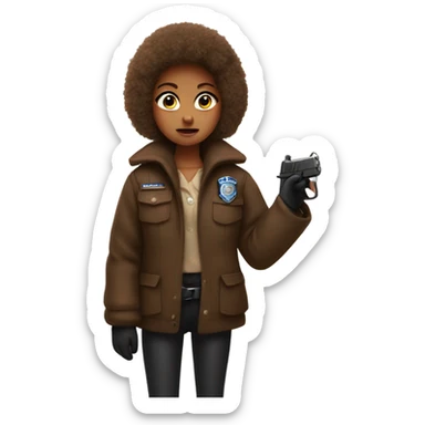 Girl in brown fur coat being arrested  sticker