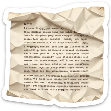 piece of paper with written text only sticker