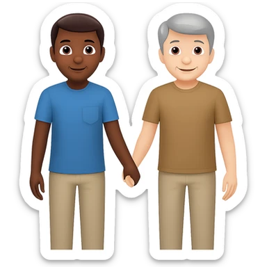 Make the blonde man older with gray hair, keep the other man the same, in apple emoji style, preserve transparent background. sticker