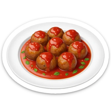 a plate of meatballs with tomato sauce, emoji style sticker