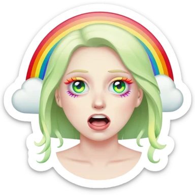 cash eyes barfing rainbows sticker