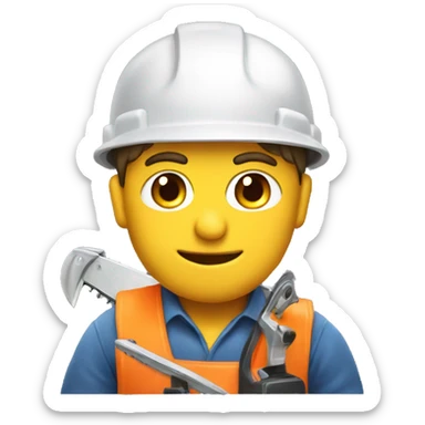 builder in a helmet with a chainsaw sticker