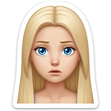 beautiful white girl with long straight blonde hair blue eyes upset sticker