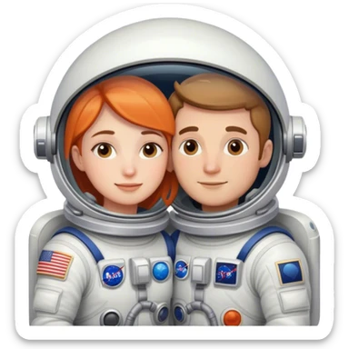 Astronaut couple cuddling  sticker