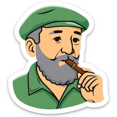 Fidel Castro with a cigar sticker