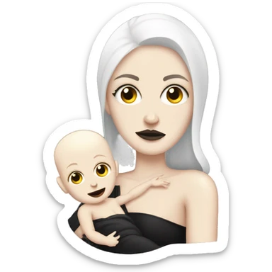 White skinned goth mum and her baby sticker