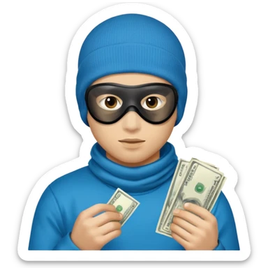 young man with a skimask doing a Money spread sticker