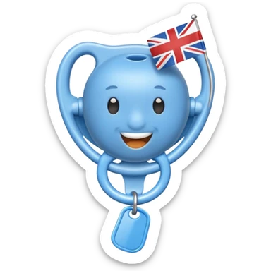 blue pacifier celebrating with flags sticker