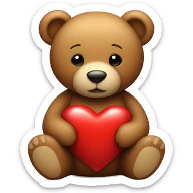 Teddy bear holding a red heart sticker