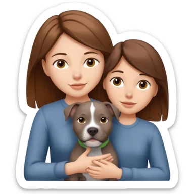 Grey pitbull with Brown haired Girl  sticker