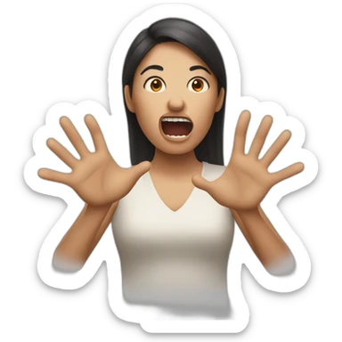 A woman acting like a monster with her hand and her face says grrr. Both hands are visible !  sticker