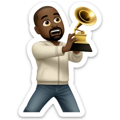 kanye west throwing a grammy down sticker